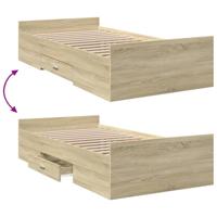Bedframe met lades bewerkt hout sonoma eikenkleurig 75x190 cm - thumbnail