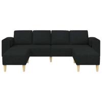 Bankstel 3 pcs Zwart Stof - thumbnail