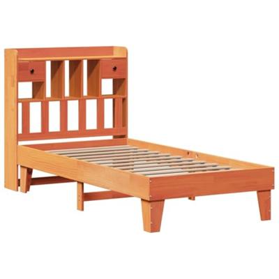Bedframe zonder matras massief grenenhout wasbruin 75x190 cm