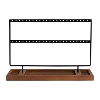 LYVION Oorbellenrekje - XL - Hout en metaal - Donkerbruin en zwart