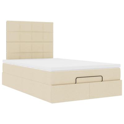 Ottoman bed met matras 120x190cm stof crèmekleurig
