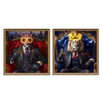 Canvas Home ESPRIT Blauw Zwart Luipaard Leeuw Loft 100 x 4 x 100 cm (2 Stuks) - thumbnail