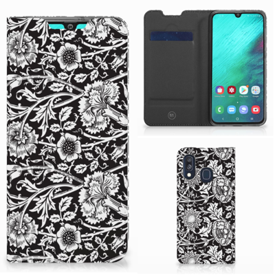 Samsung Galaxy A40 Smart Cover Black Flowers Samsung Galaxy A40 Smart Cover Black Flowers