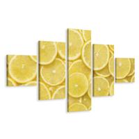 Schilderij - Gesneden citroenen, 5luik, Premium print - thumbnail
