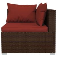 9-delige Loungeset met kussens poly rattan bruin - thumbnail