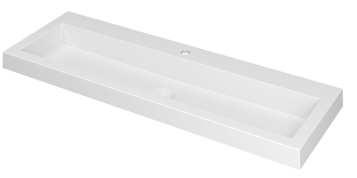 INK Dock Wastafel Polystone met 1 Kraangat - 1200x400x60 mm - Mat Wit