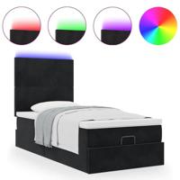 Ottoman bed met matrassen en LED's 90x200cm fluweel zwart - thumbnail