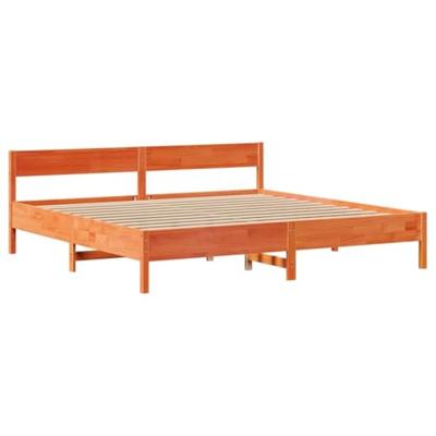 Bedframe zonder matras massief grenenhout wasbruin 180x200 cm