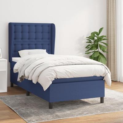 Boxspring met matras stof blauw 100x200 cm