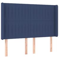 Hoofdbord met randen 147x16x118/128 cm stof blauw - thumbnail