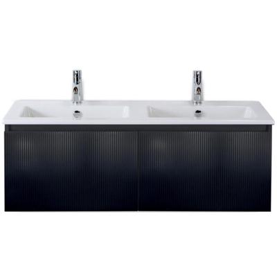 Frozen 3D Badmeubelset 120 cm - Greeplijst in Kleur - Zwart Mat - Keramische Wastafel Wit Dubbel 2 Kraangaten