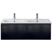 Frozen 3D Badmeubelset 120 cm - Greeplijst in Kleur - Zwart Mat - Keramische Wastafel Wit Dubbel 2 Kraangaten - thumbnail