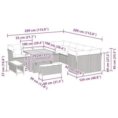 Tuinbankenset 13 pcs Grijs poly rattan
