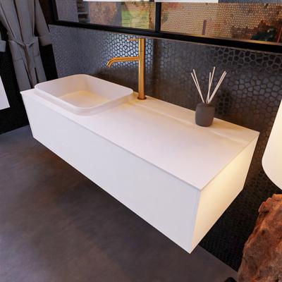 Badkamermeubelset Mondiaz Erin 120 cm met 1 Lade met RIDGE Wastafel Links Talc met 1 kraangat Greeploos Mat Carrara Badkamermeubelset Mondiaz Erin 120 cm met 1 Lade met RIDGE Wastafel Links Talc met 1 kraangat Greeploos Mat Carrara