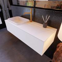 Badkamermeubelset Mondiaz Erin 120 cm met 1 Lade met RIDGE Wastafel Links Talc met 1 kraangat Greeploos Mat Carrara - thumbnail