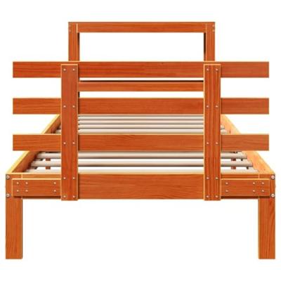 Bedframe met hoofdbord massief grenenhout wasbruin 75x190 cm