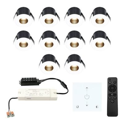 Set van 10 Betty LED Mini Inbouwspots met Trafo en Muurdimmer - 12 Volt 3 Watt 140 lumen - Dimbaar - Plat 37mm - 2700K - IP44 waterdicht - Wit