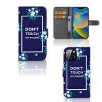 Apple iPhone 14 Portemonnee Hoesje Flowers Blue DTMP - thumbnail