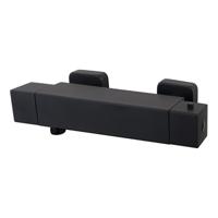 Wiesbaden Eco Rombo thermostatische douchemengkraan mat zwart - thumbnail