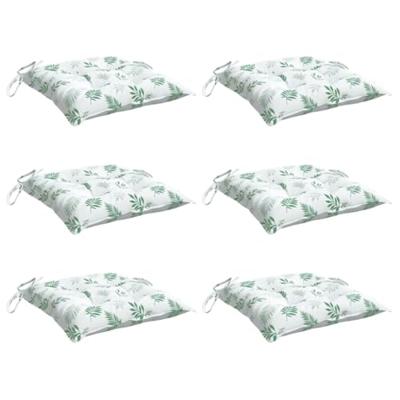 Stoelkussens 6 st 50x50x7 cm stof bladpatroon