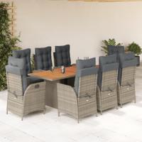 9-delige Tuinset met kussens poly rattan grijs - thumbnail