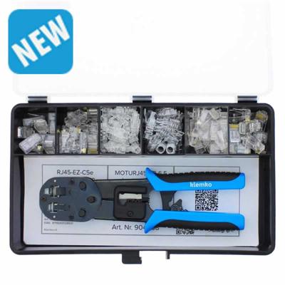 Assortimentsdoos met modulaire stekkers CAT5 RJ45 en CAT6 RJ45 met krimptang