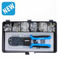 Assortimentsdoos met modulaire stekkers CAT5 RJ45 en CAT6 RJ45 met krimptang - thumbnail