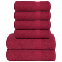 VidaXL 6-delige handdoekenset frogn 360 g/m² bordeaux - thumbnail