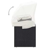 Tuinbank met luifel poly rattan zwart - thumbnail