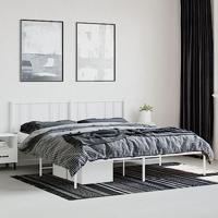 Bedframe met hoofdbord metaal wit 193x203 cm - thumbnail