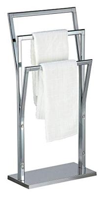 MSV Handdoeken ophangrek badkamer - zilver chroom metaal - 41 x 87 cm