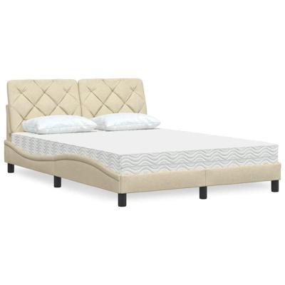 Bed met matras stof crèmekleurig 140x200 cm