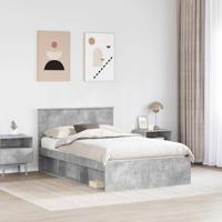 Bedframe Concerte Grijs 135 x 190 cm Bewerkt hout - thumbnail