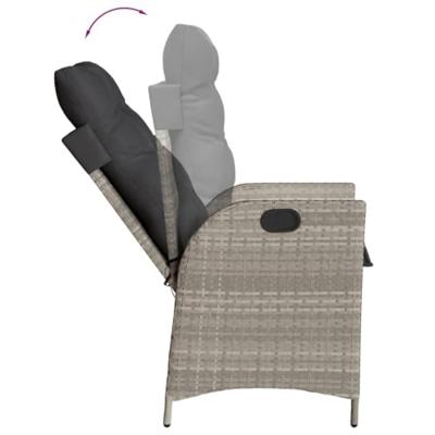 Tuinstoelen 2 st verstelbaar met kussens poly rattan lichtgrijs