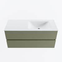 MONDIAZ VICA 110cm badmeubel onderkast Army 2 lades. Wastafel CLOUD rechts zonder kraangat, kleur Talc. - thumbnail