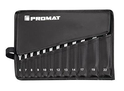 Promat/Tecwerk Ring-steeksleutelset | 12-delig sleutelwijdte 6-22 mm | model A chroom-vanadiumstaal | in roltas - 4000823725