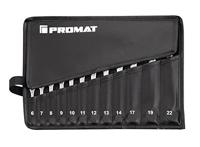 Promat/Tecwerk Ring-steeksleutelset | 12-delig sleutelwijdte 6-22 mm | model A chroom-vanadiumstaal | in roltas - 4000823725 - thumbnail