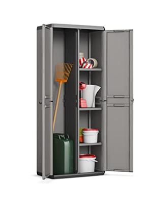 KIS Più opbergkast voor utiliteit - 68 x 39 x 166 cm - houtskoolgrijs en zwart