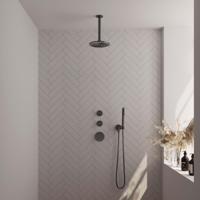 Gunmetal Carving thermostatische inbouw regendouche SET 05 met 20 cm douchekop en plafondarm - thumbnail