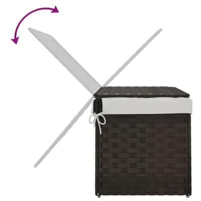 VidaXL Wasmand met deksel 55,5x35x34 cm poly rattan donkerbruin - thumbnail