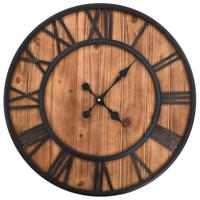 Wandklok vintage-stijl quartz-mechanisme XXL 60 cm hout metaal - thumbnail