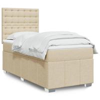Boxspring met matras stof crèmekleurig 80x200 cm - thumbnail