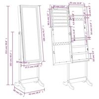 VidaXL Sieradenkast met spiegel met led-verlichting vrijstaand wit - thumbnail