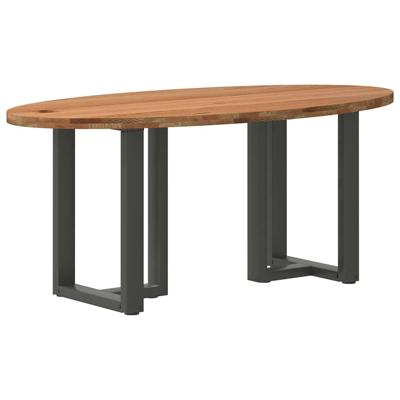 Eettafel 200x100x74 cm ovaal massief eikenhout lichtbruin