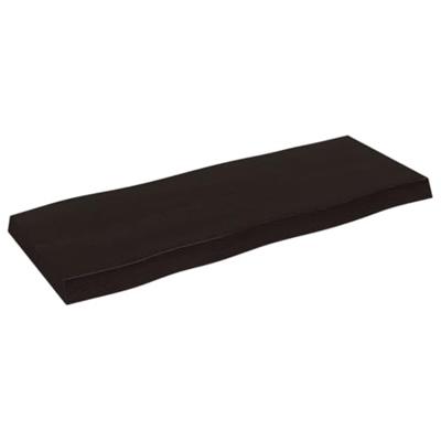 Tafelblad natuurlijke rand 100x40x(2-6)cm eikenhout donkerbruin
