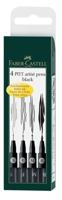 Faber Castell FC-167100 Tekenstift Faber-Castell Pitt Artist Pen 4-delig Etui Zwart - thumbnail