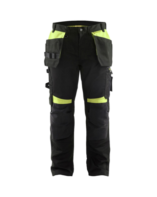 Blåkläder Werkbroek met spijkerzakken 15551860 | Zwart/High Vis Geel | Maat C50 - 7330509753002