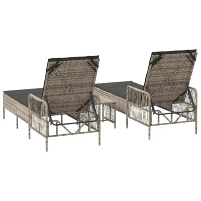 Ligbed met kussen 2 pcs Lichtgrijs 35 x 35 x 32cm poly rattan