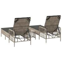 Ligbed met kussen 2 pcs Lichtgrijs 35 x 35 x 32cm poly rattan - thumbnail