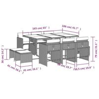 11-delige Tuinset met kussens poly rattan zwart - thumbnail